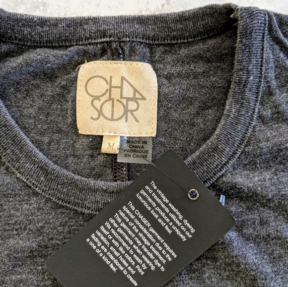 CHASER Triblend Jersey Crew Neck Crop Pocket Tee, M NWT - Picture 3 of 6